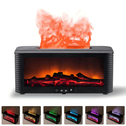 Air Humidifier Flame Fireplace Aroma Essential Oil Diffuser 250ml Desktop Air Diffuser Essential Oil with Timed Colorful Light