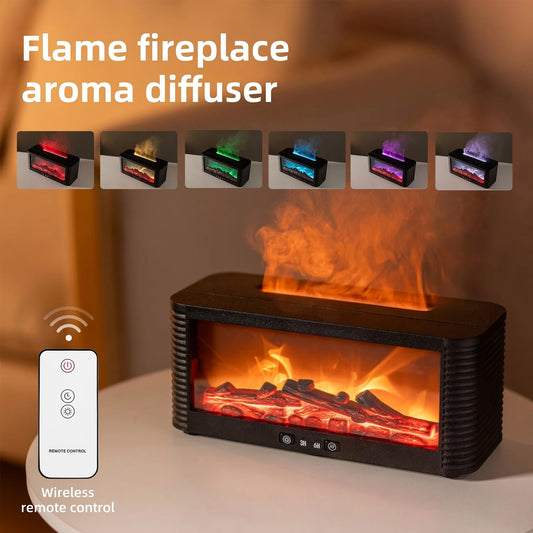 Air Humidifier Flame Fireplace Aroma Essential Oil Diffuser 250ml Desktop Air Diffuser Essential Oil with Timed Colorful Light