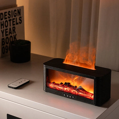 Air Humidifier Flame Fireplace Aroma Essential Oil Diffuser 250ml Desktop Air Diffuser Essential Oil with Timed Colorful Light